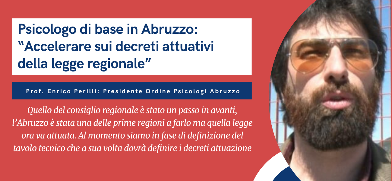 Psicologo di base in Abruzzo, interviene il presidente Perilli